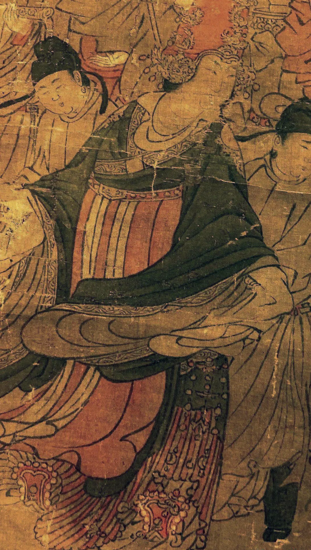 Detail of the painting The Tang Empress's Journey, showing Wu Zetian in layered court robes among attendants